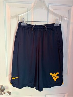 Nike Men’s Navy Athletic Shorts with Yellow WV Logo